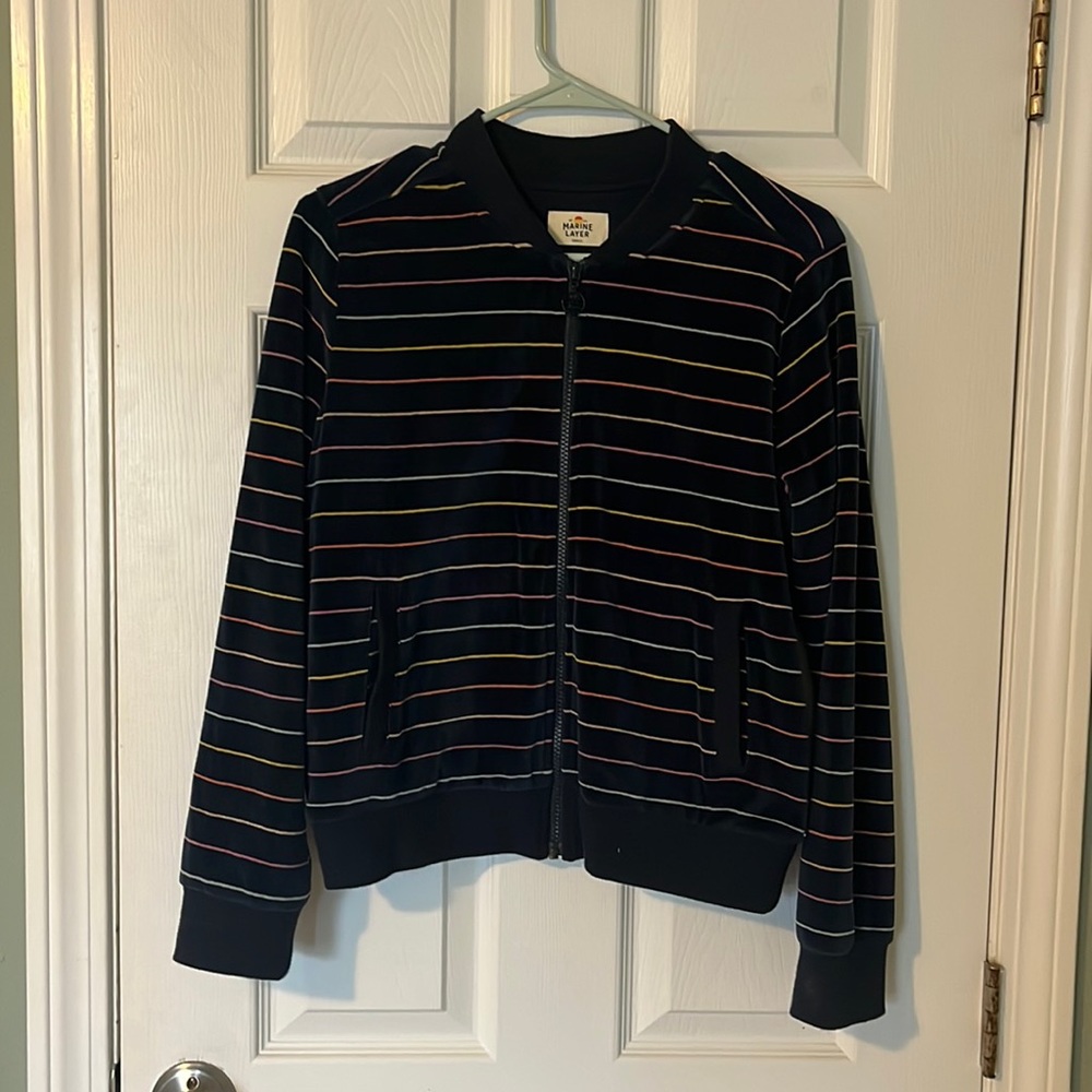 Marine Layer striped velour jacket